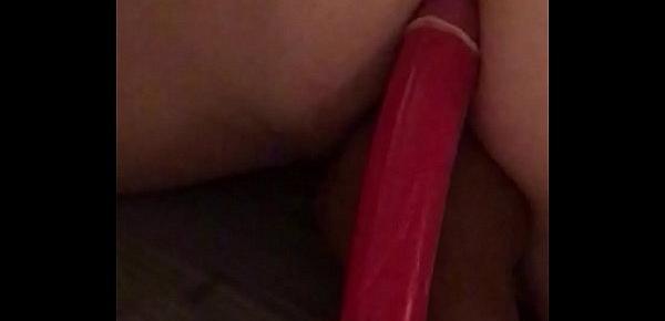  Amateur drunk pawg wife screaming and cummin with a huge dildo up her ass